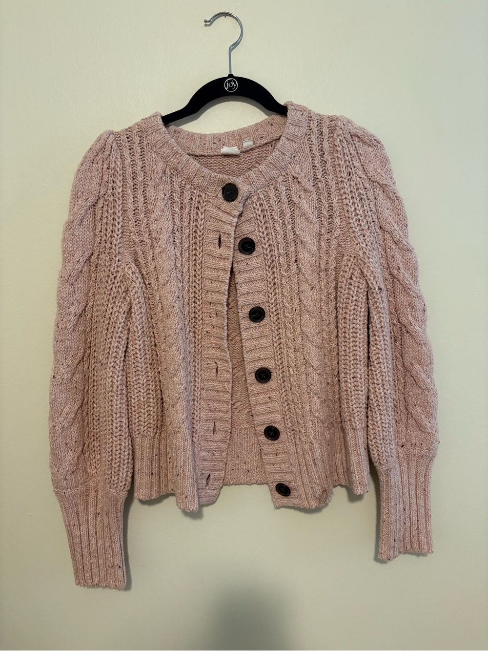 Gap Pink Cable Knit Button-Up Sweater